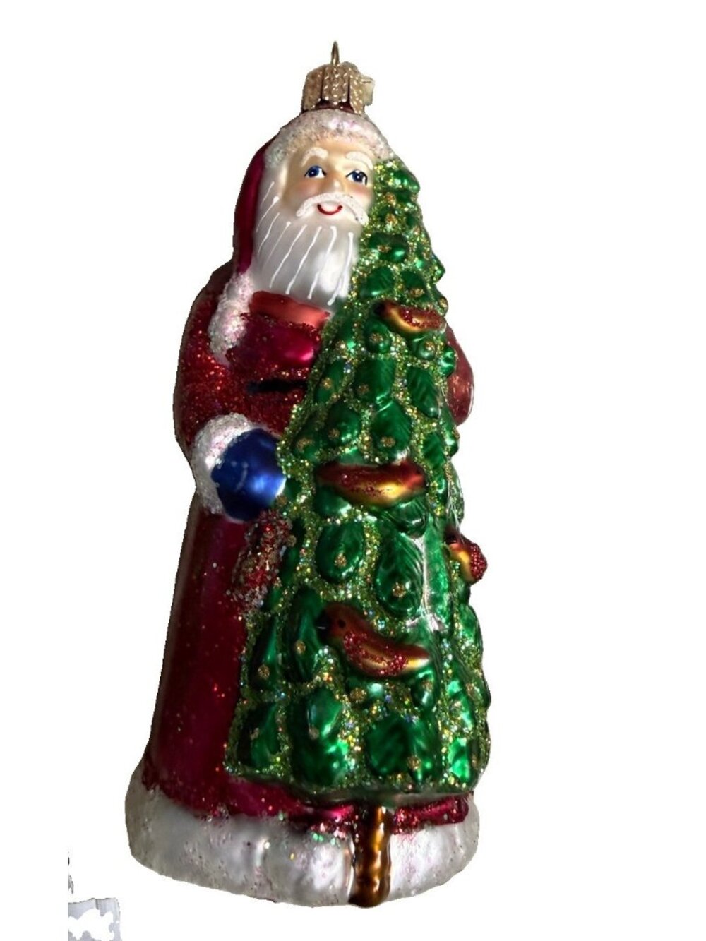 HandPainted Old World Christmas GERMAN SANTA Mercury Glass Ornament Tree Decor L